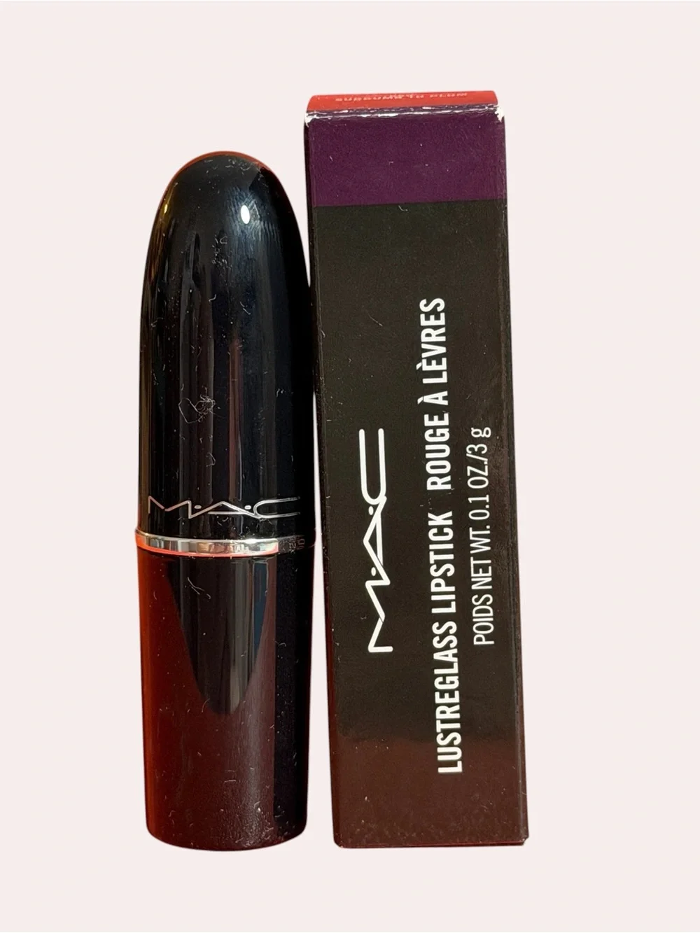 MAC Lustreglass Lipstick in shade, SUCCUMB TO PLUM Deep Plum